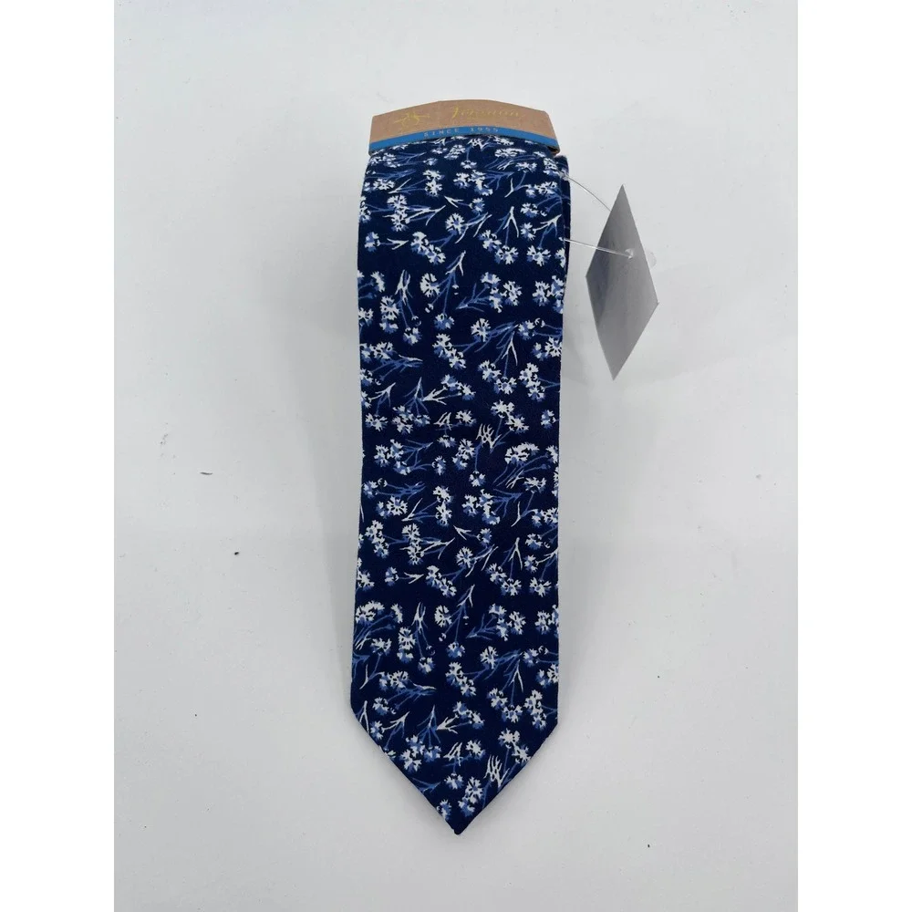 Original Penguin Mens Chambray Floral Skinny Tie Navy Blue White Cotton 003GC7